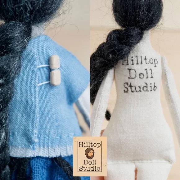 Mini Fabric Doll "Willow" Handcrafted Textile Cloth Heirloom Primitive Doll - Picture 9 of 10